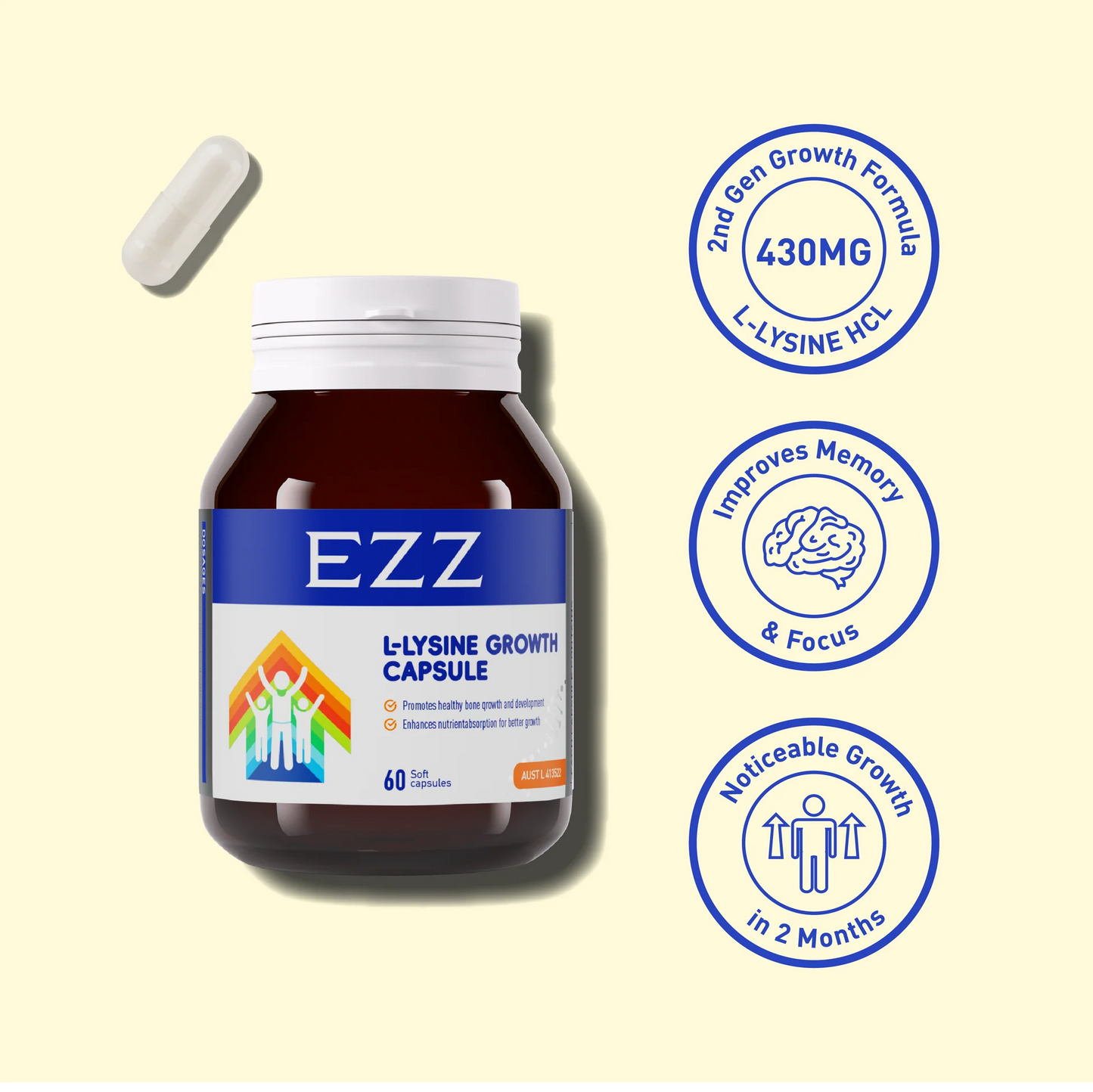 EZZ 賴氨酸成長膠囊 60粒