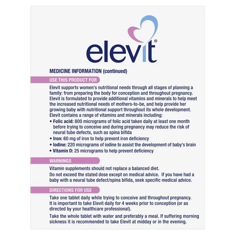 Elevit 愛樂維孕婦複合維生素 100粒