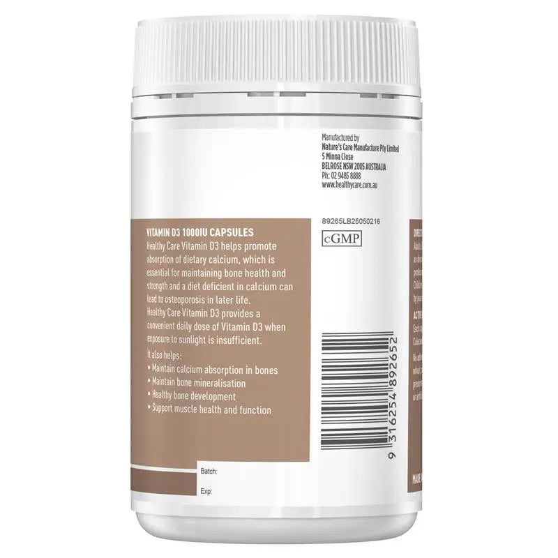 Healthy Care 維生素D3膠囊 250粒