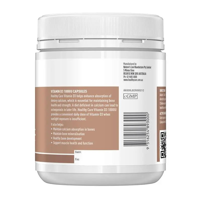 Healthy Care 維生素D3膠囊 500粒