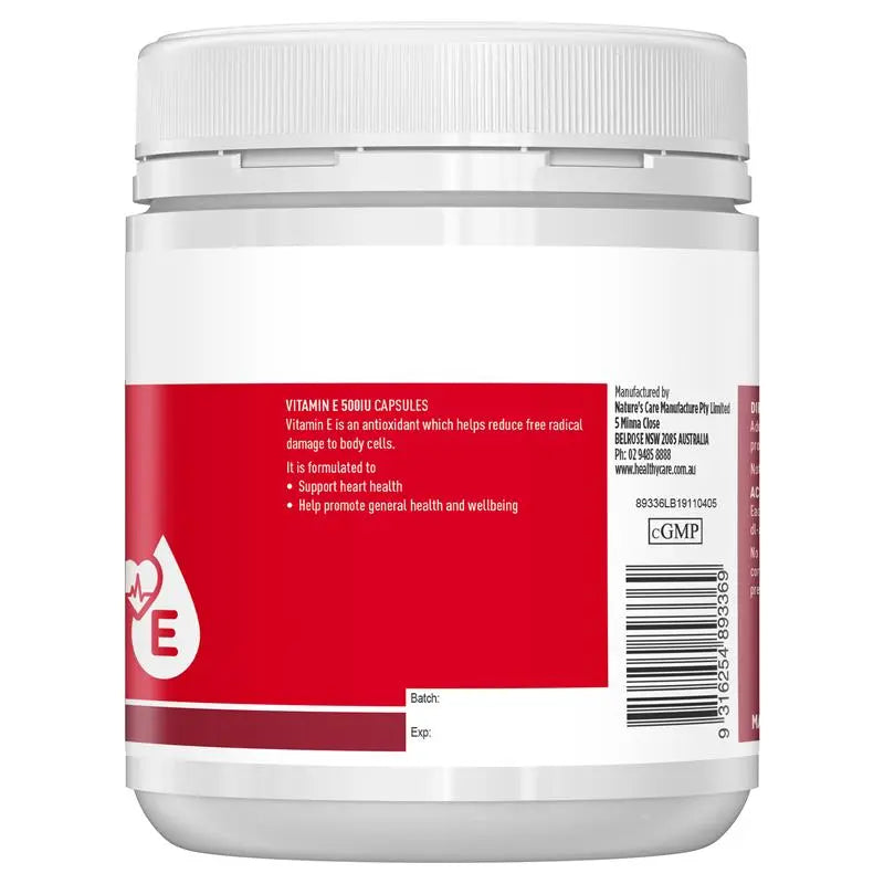 Healthy Care 維他命E膠囊 500IU 200粒